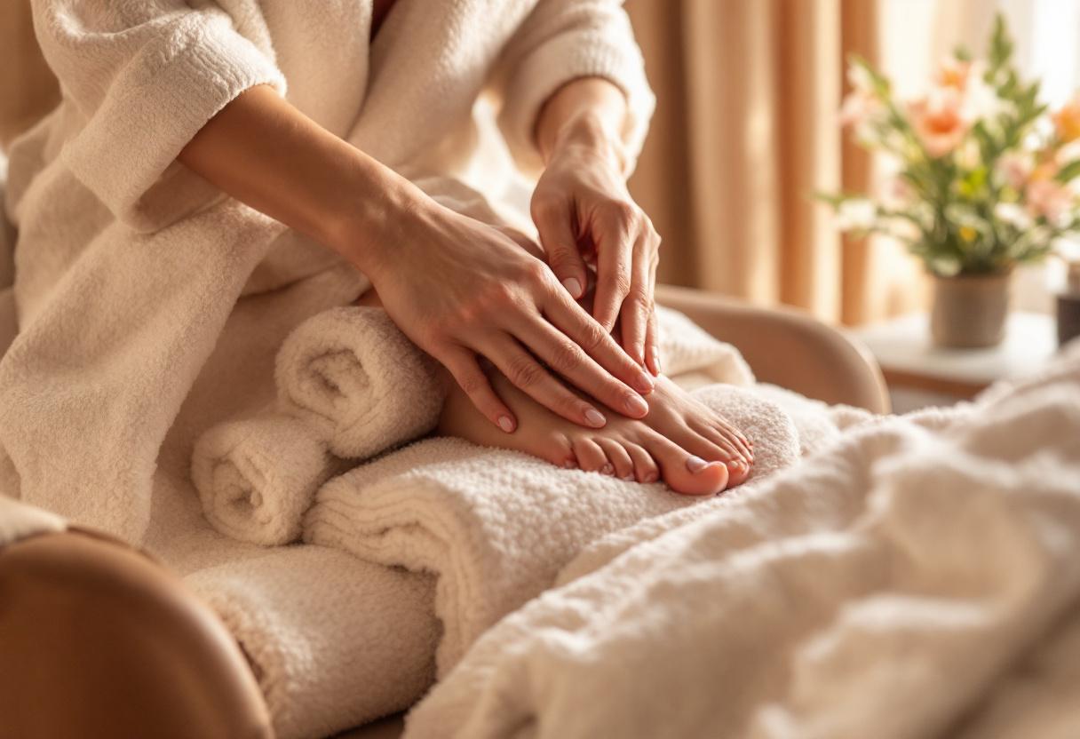 Manicure in progress